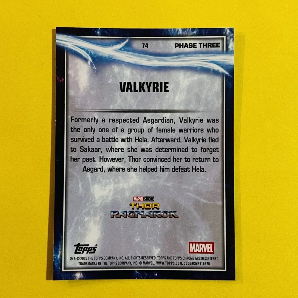 2025 Topps Chrome Marvel‎ Studios Valkyrie #74 Phase Three Thor Ragnarok